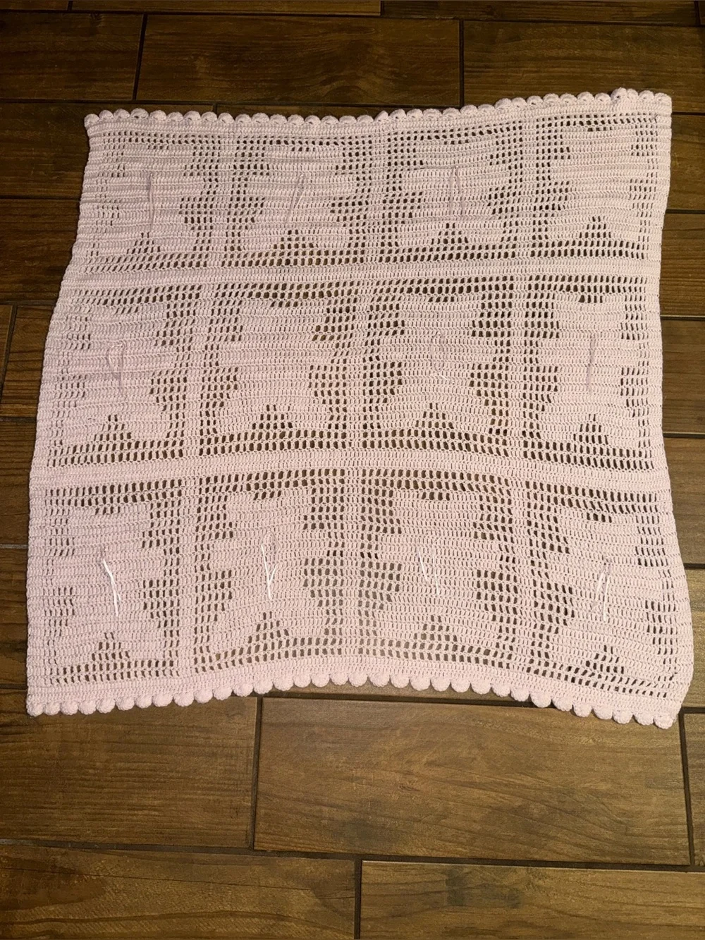 Pink Crochet baby girl blanket (teddy bears)